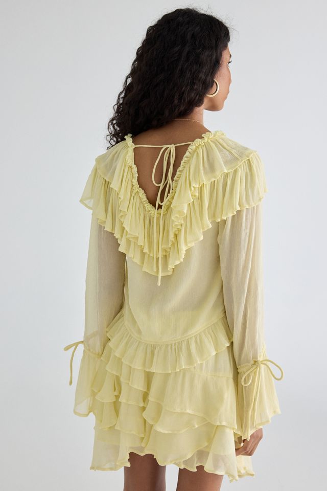 Muse Assembly Ivy Cascading Ruffle Tie-Front Flyaway Blouse #3
