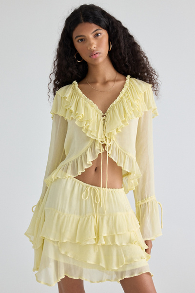 Muse Assembly Ivy Asymmetric Cascading Ruffle Mini Skirt