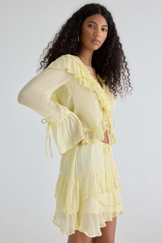 Muse Assembly Ivy Asymmetric Cascading Ruffle Mini Skirt #3