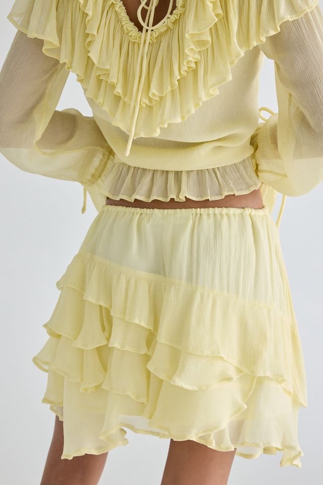 Muse Assembly Ivy Asymmetric Cascading Ruffle Mini Skirt #4