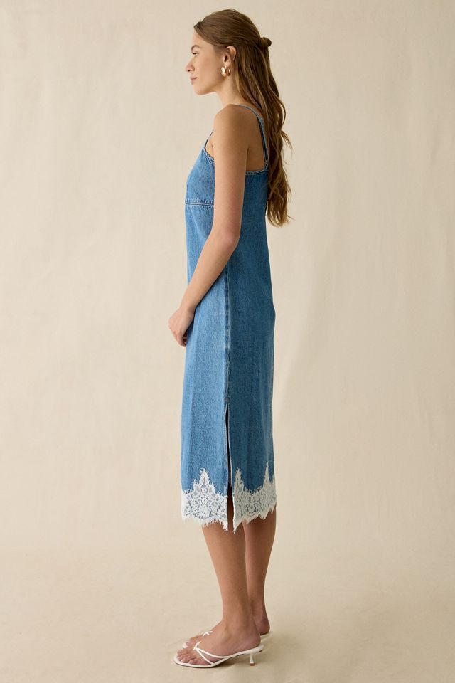 Levi’s® '90s Denim Lace Trim Slip Midi Dress #3