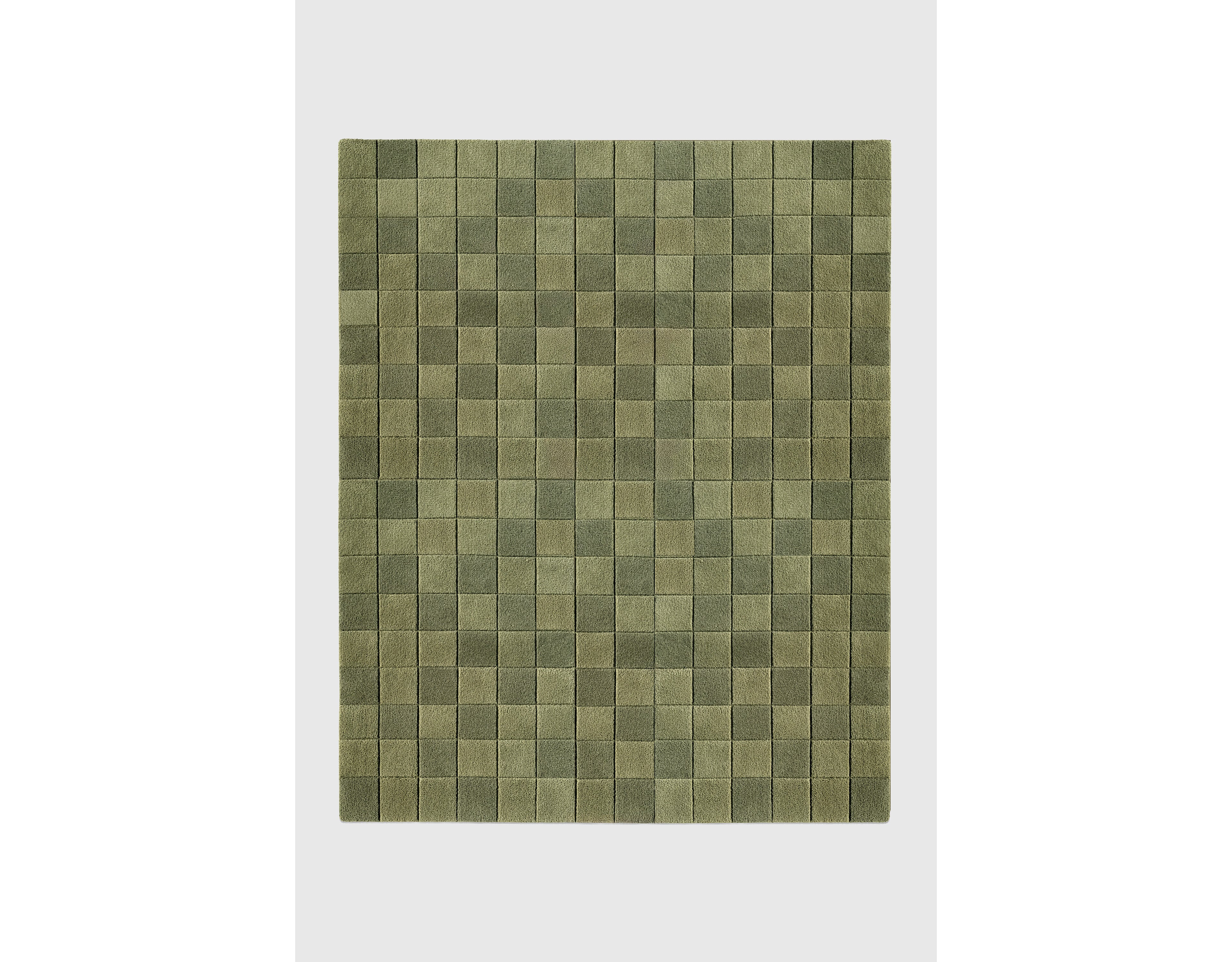 Jubi Soft Olive Checkered Hand Tufted Wool Rug