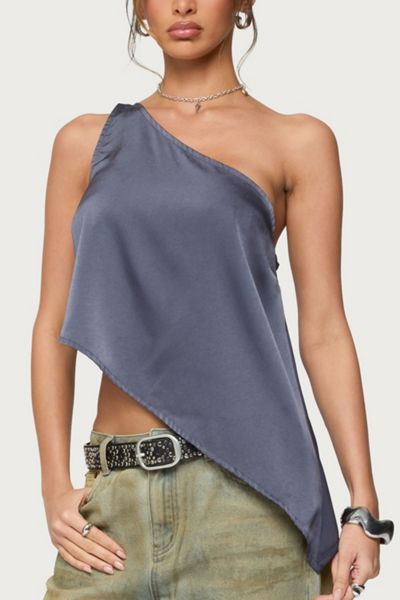 Edikted Asymmetric Satin Effect One Shoulder Top