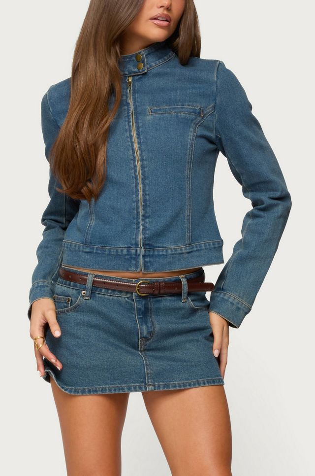 Edikted Josiee Stretchy Denim Mini Skort #1