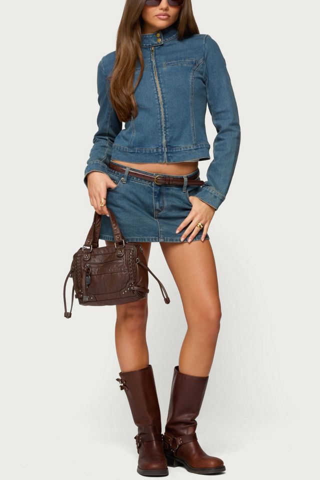 Edikted Josiee Stretchy Denim Mini Skort #4