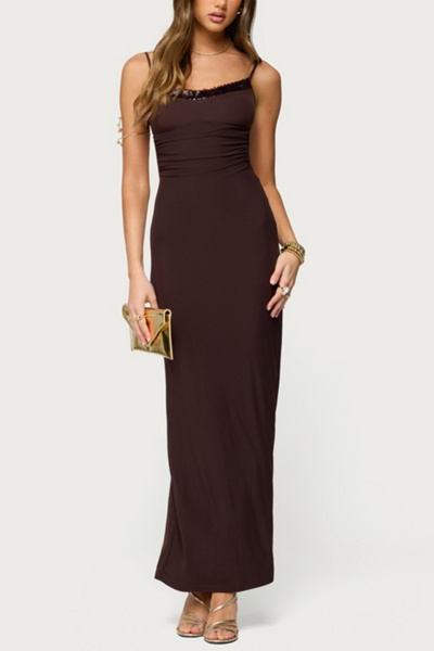 Edikted Shanna Backless Mesh Maxi Dress