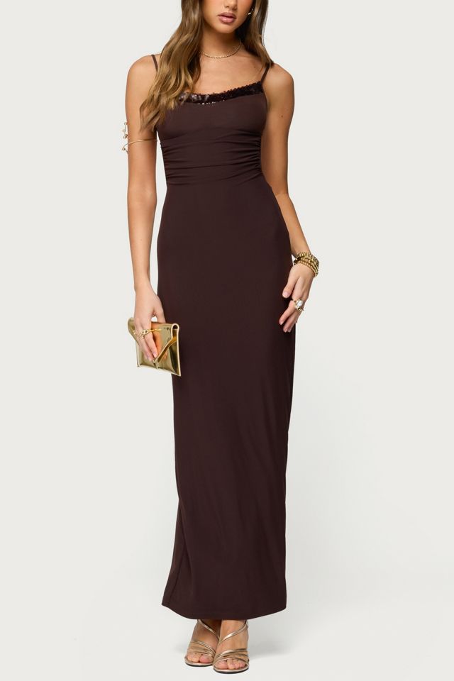 Edikted Shanna Backless Mesh Maxi Dress #4