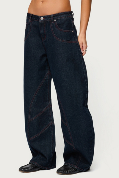 Edikted Double Pocket Low Rise Barrel Leg Jeans
