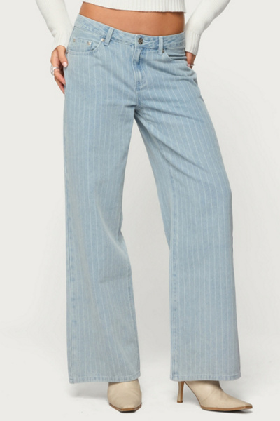 Edikted Pinstripe Low Rise Baggy Jean