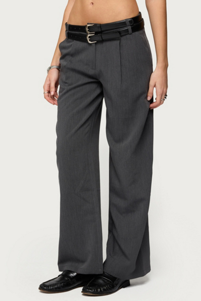 Edikted Andy Double Belt Straight Leg Tailored Pants