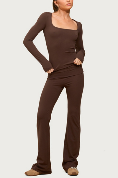 Edikted Oriane Foldover Flared Leggings