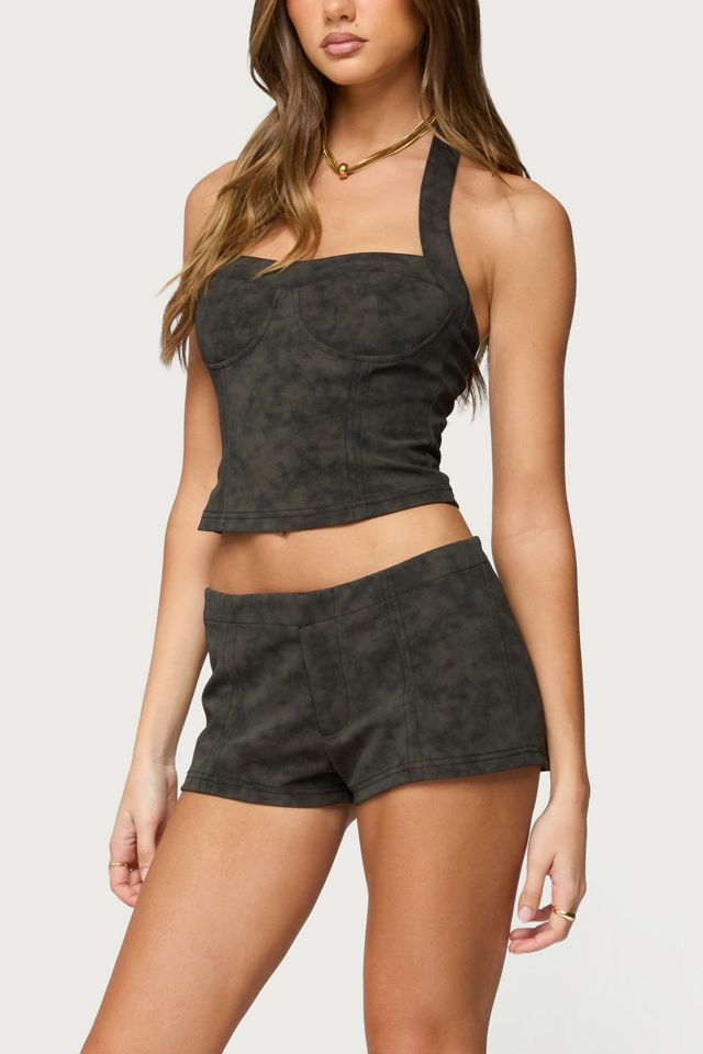 Edikted Taia Distressed Faux Leather Corset #3