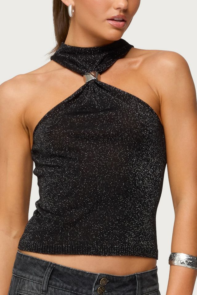 Edikted Nalia Gathered Ring Glitter Knit Top #1