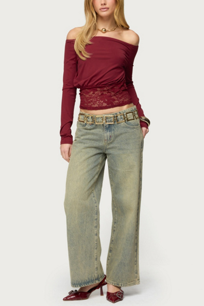 Edikted Dorona Lacey Off Shoulder Top