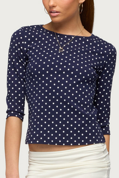 Edikted Lela Polka Dot Quarter Sleeve Top | Urban Outfitters