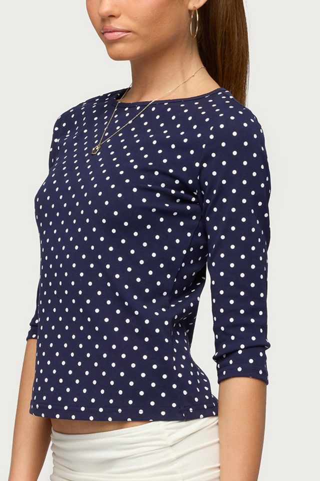 Edikted Lela Polka Dot Quarter Sleeve Top | Urban Outfitters