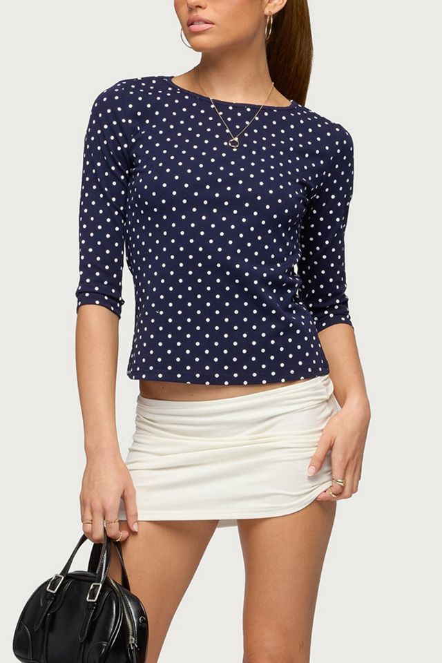 Edikted Lela Polka Dot Quarter Sleeve Top #3