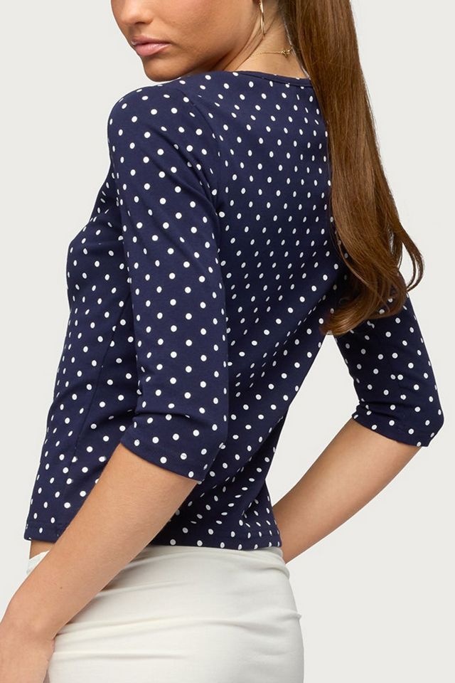 Edikted Lela Polka Dot Quarter Sleeve Top #4