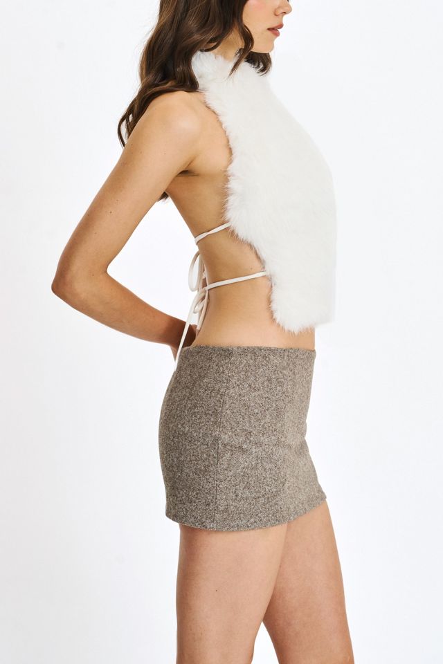 Miss Circle Oona Backless Fur Halter Top #3