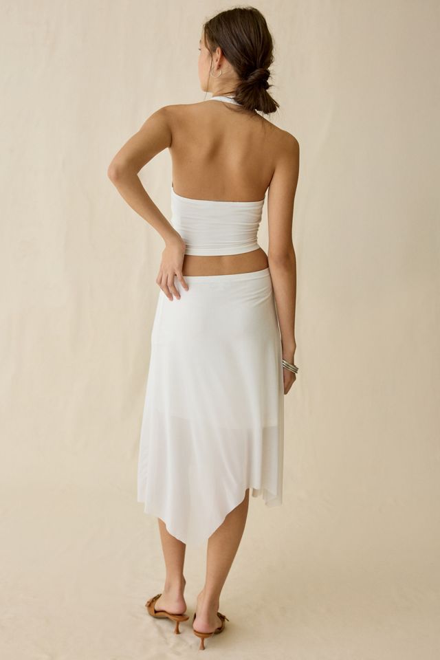 UO Never Miss Mesh Halter Neck Asymmetric Midi Skirt 2-Piece Set | Urban  Outfitters