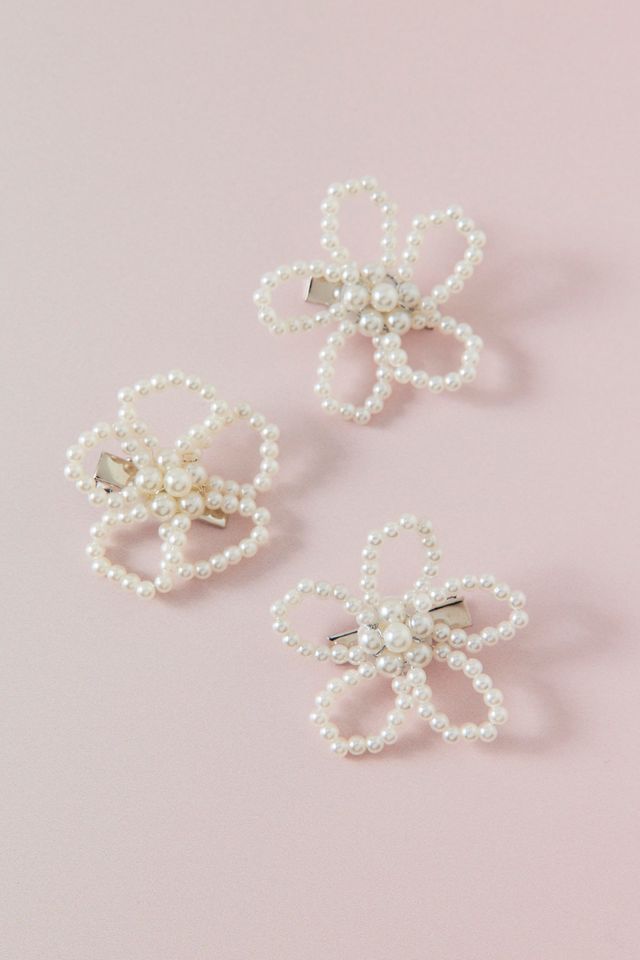 Petals & Pearls Flower Hair Clips Set #1