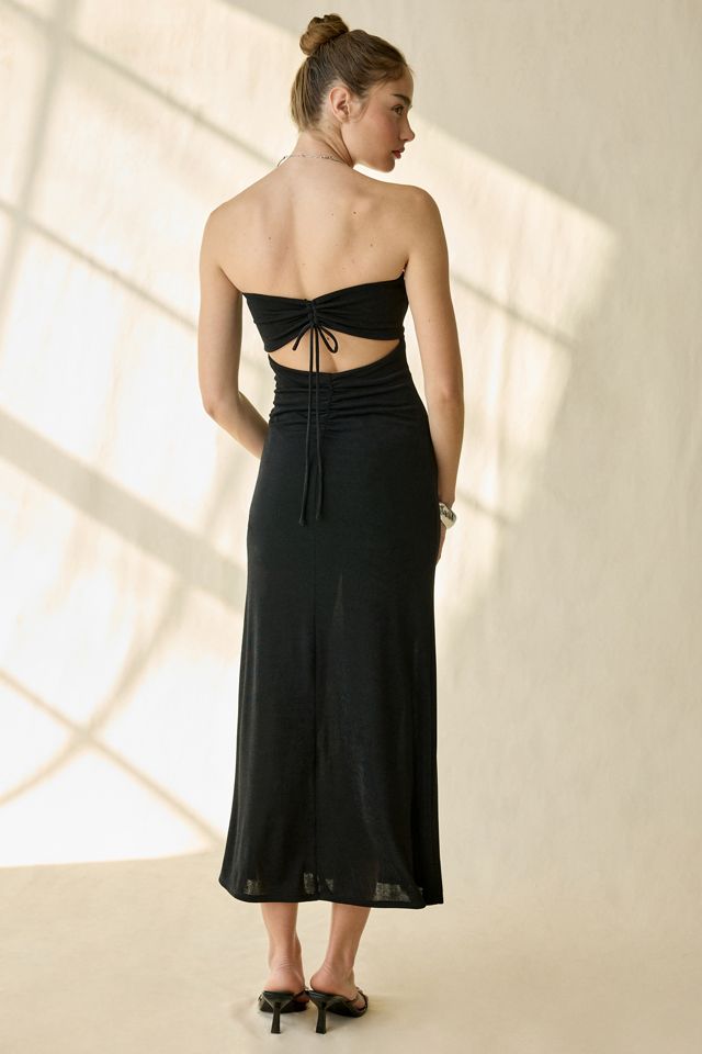 UO South Beach Siren Reversible Cutout Strapless Maxi Dress in Black, Women's 2XL at Urban Outfitters