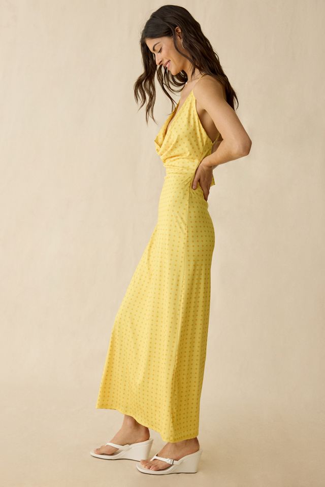 UO Darling Dot Cowl Open-Back Satin Maxi Dress #2