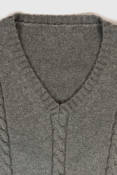 Vintage Grey Cable Knit Sweater Vest