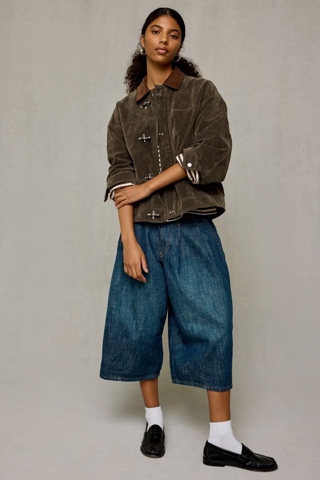 BDG Wylie Contrast Collar Faux Suede Barn Jacket #1