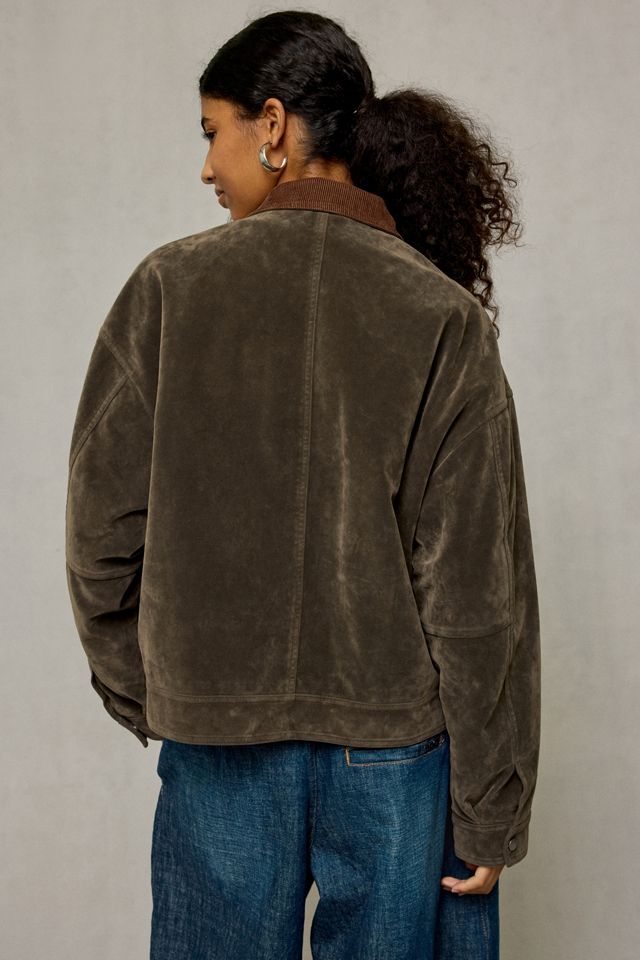BDG Wylie Contrast Collar Faux Suede Barn Jacket #2