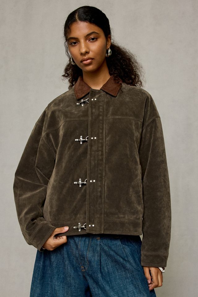 BDG Wylie Contrast Collar Faux Suede Barn Jacket #3