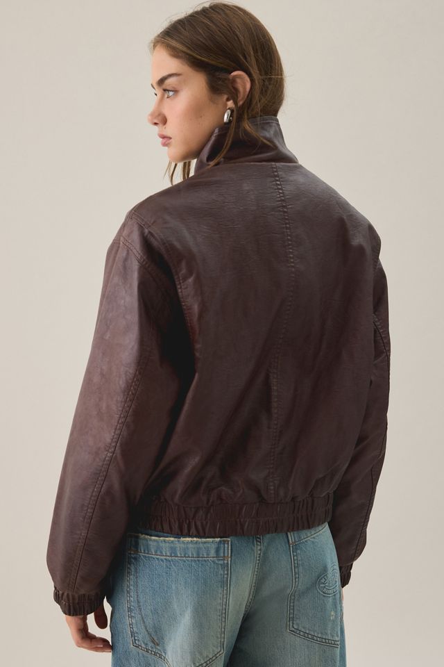 BDG Freddie Funnel Neck Faux Leather Bomber Jacket #1