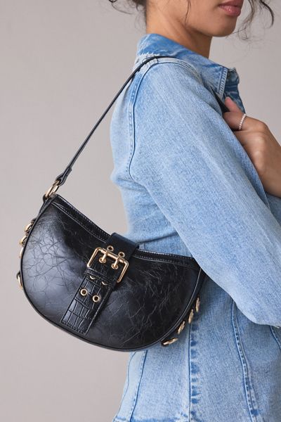 BDG Mira Belted Faux Leather Crescent Bag