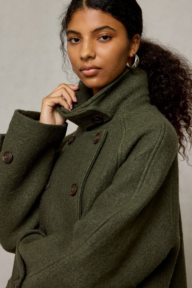BDG Drew Double-Breasted Wool Blend Funnel Neck Coat #1