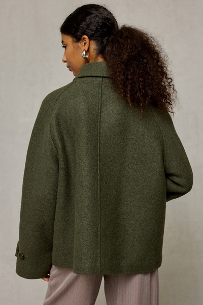 BDG Drew Double-Breasted Wool Blend Funnel Neck Coat