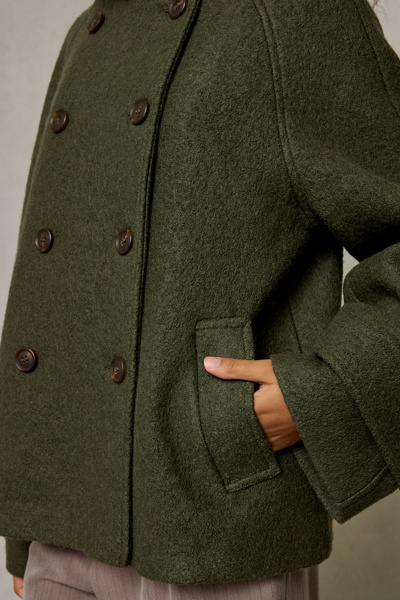 BDG Drew Double-Breasted Wool Blend Funnel Neck Coat