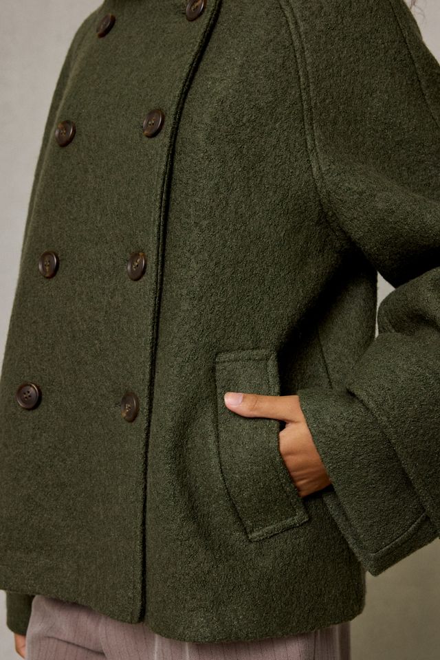 BDG Drew Double-Breasted Wool Blend Funnel Neck Coat #4