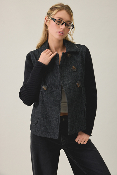 Kimchi Blue Annabel Babydoll Knit Sleeve Peacoat