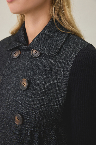 Kimchi Blue Annabel Babydoll Knit Sleeve Peacoat
