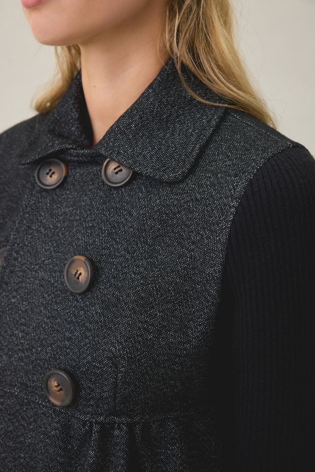 Kimchi Blue Annabel Babydoll Knit Sleeve Peacoat #3