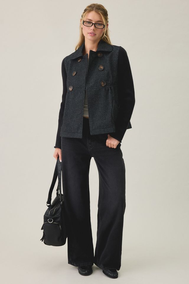 Kimchi Blue Annabel Babydoll Knit Sleeve Peacoat #5