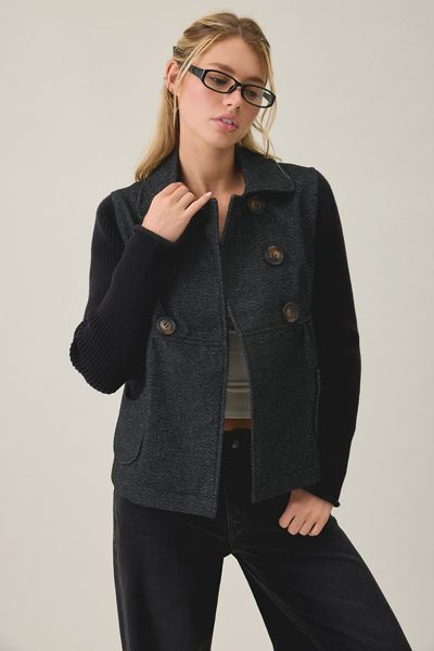 Kimchi Blue Annabel Babydoll Knit Sleeve Peacoat