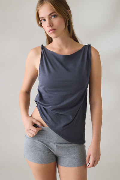 Out From Under Stormy Asymmetric Twisted Boatneck Tank Top