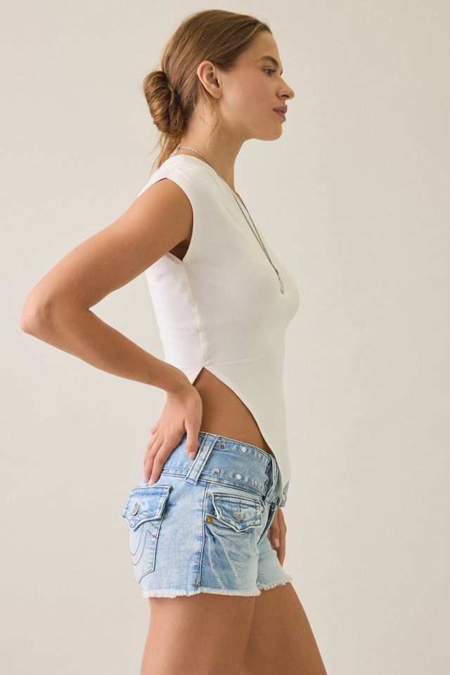 True Religion Joey Belted Flap Low-Rise Denim Shorts #2