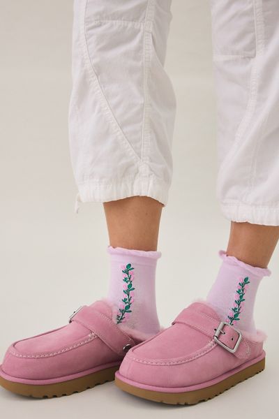 Embroidered Flower Chain Lettuce Edge Socks