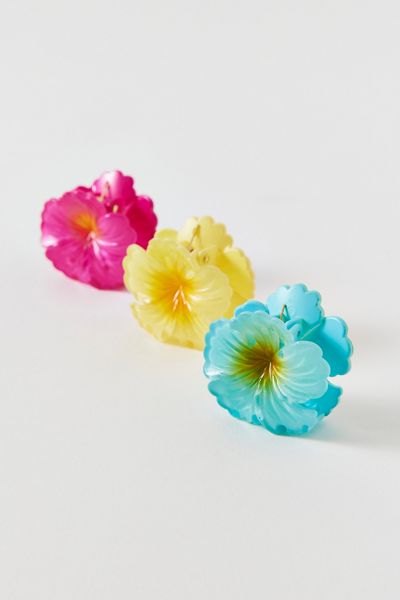 Mini Hibiscus Flower Claw Clips Set