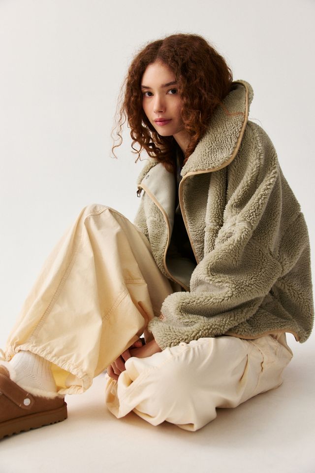 Ugg Raynie Asymmetric Snap Fleece Funnel Neck Jacket #2