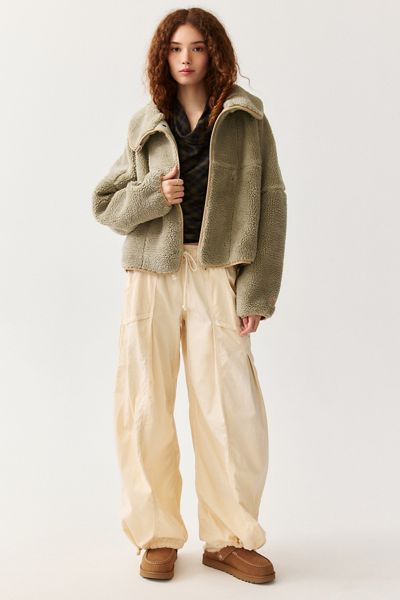 UGG Raynie Asymmetric Snap Fleece Funnel Neck Jacket