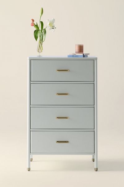 Doe Tall 4-Drawer Flip-Top Mirror Dresser
