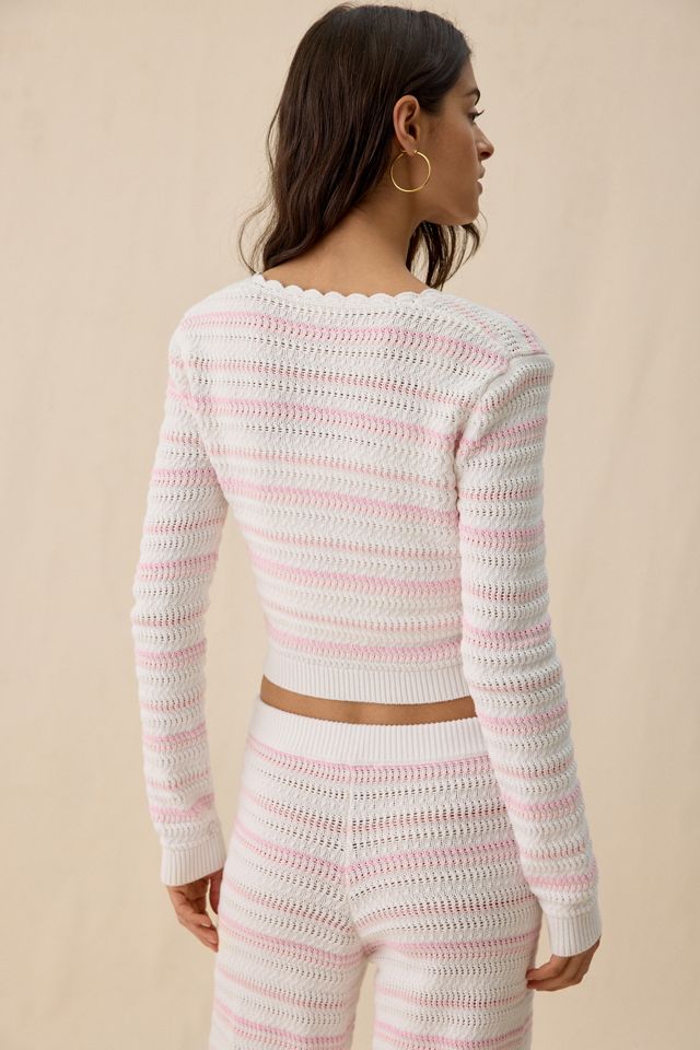 LoveShackFancy Dessa Stripe Cotton Crochet Cardigan #2